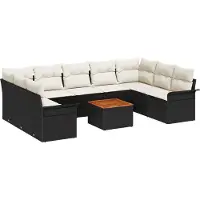 vidaXL Gartensofa-set 10 Stk. 9-Sitzanzahl Schwarz und Creme