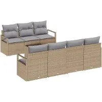 vidaXL Sofa Set mit Kissen 8 pcs Beige und Grau Poly Rattan