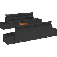 vidaXL Gartensofa-set 9 Stk. Schwarz Poly-Rattan