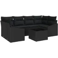 vidaXL Sofa Set 7 Stk. Schwarz [Synthetisch]: Poly Rattan