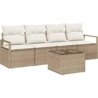 vidaXL Sofa Set 5 pcs Beige und Creme Poly-Rattan