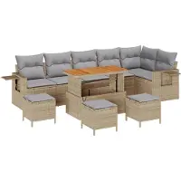 vidaXL Gartensofa-set 10 Stk. Beige Poly-Rattan