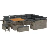 vidaXL Gartensofa-set 12 stk. Grau Poly-Rattan
