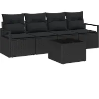 vidaXL Sofa Set 5 stk. 4-Sitzanzahl Schwarz Poly Rattan