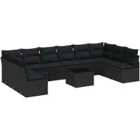 vidaXL Sofa Set 11 Stk. Schwarz [Synthetisch]: Poly Rattan