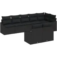 vidaXL Sofa Set 8 Stk. Schwarz [Synthetisch]: Poly Rattan