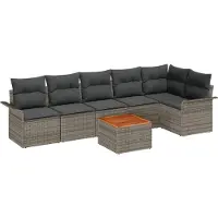 vidaXL Gartensofa-set 7 stk. 6-Sitzanzahl Grau Poly-Rattan