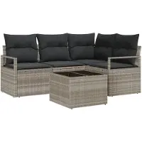 vidaXL Sofa Set 5 stk. Hellgrau [Synthetisch]: Poly Rattan