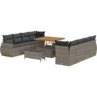 vidaXL Gartensofa-set 11 Stk. Grau Poly-Rattan