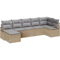 vidaXL Sofa Set 7 stk. Beige [Synthetisch]: Poly Rattan