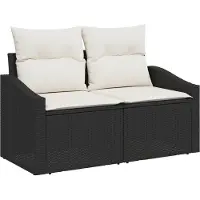 vidaXL Garten-Sofa mit Kissen 123 x 62 x 69 cm Poly-Rattan