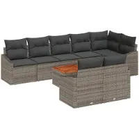 vidaXL Gartensofa-set 9 Stk. Grau Poly-Rattan