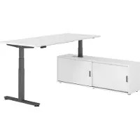 Hammerbacher Sitz-Steh Kombi 180x80cm, Weiss/Graphit