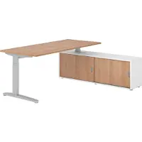 Hammerbacher Schreibtischkombi 180x80cm, Nussbaum/Silber