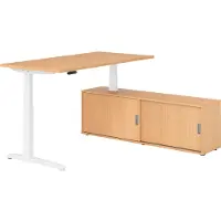 Hammerbacher Sitz-Steh Kombi 160x80cm, Buche/Weiss