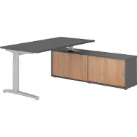 Hammerbacher Schreibtischkombi 160x80cm, Graphit/Silber