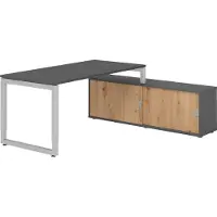 Hammerbacher Schreibtischkombi 160x80cm, Graphit/Silber