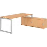 Hammerbacher Schreibtischkombi 180x80cm, Buche/Silber