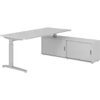 Hammerbacher Schreibtischkombi 180x80cm, Grau/Silber