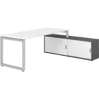 Hammerbacher Schreibtischkombi 180x80cm, Weiss/Silber