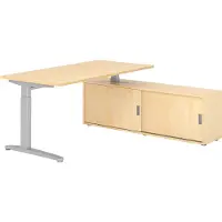 Hammerbacher Schreibtischkombi 160x80cm, Ahorn/Silber