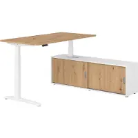 Hammerbacher Sitz-Steh Kombi 160x80cm, Asteiche/Weiss