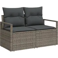 vidaXL Sofa Set mit Kissen 6 pcs Grau Poly Rattan