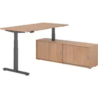Hammerbacher Sitz-Steh Kombi 160x80cm, Nussbaum/Graphit