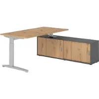 Hammerbacher Schreibtischkombi 160x80cm, Asteiche/Silber