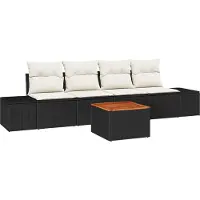 vidaXL Gartensofa-set 5 stk. Schwarz und Creme Poly-Rattan