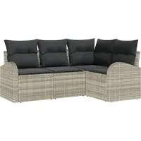 vidaXL Gartensofa-set 4 stk. Hellgrau Poly-Rattan
