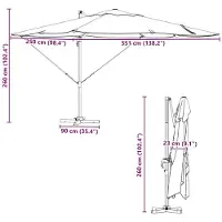 vidaXL Sonnenschirm Bordeauxrot 351 x 250 x 260 cm