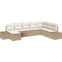 vidaXL Gartensofa-set mit Kissen 8 pcs Beige Poly-Rattan