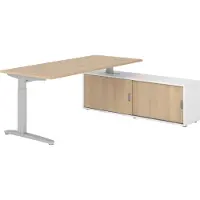 Hammerbacher Schreibtischkombi 180x80cm, Eiche/Silber