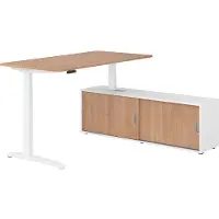 Hammerbacher Sitz-Steh Kombi 160x80cm, Nussbaum/Weiss
