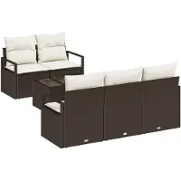vidaXL Sofa Set 6 stk. 5-Sitzanzahl Braun und Creme Poly Rattan