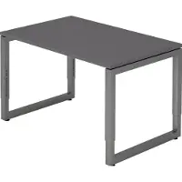 Froschkönig24 Schreibtisch R-Serie | Rahmen-Gestell | höheneinstellbar | extrem stabil, Größe Tischplatte:120 x 80 cm, Farbe Tischplatte:Graphit, Farbe Gestell:Graphit