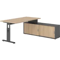 Hammerbacher Schreibtischkombi 160x80cm, Eiche/Graphit