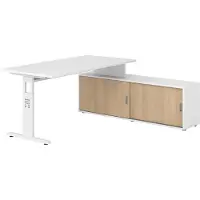 Hammerbacher Schreibtischkombi 160x80cm, Weiss/Weiss