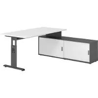 Hammerbacher Schreibtischkombi 160x80cm, Weiss/Graphit