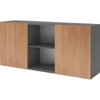 Hammerbacher Sideboard 2OH mit Schiebetüren Graphit/Nussba