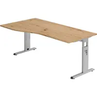 Hammerbacher Schreibtisch C-Fuss 180x100/80cm Asteic/Silber