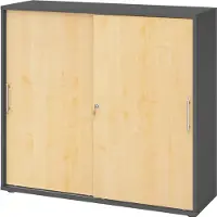 Hammerbacher Schiebetürenschrank 3 OH RE Graphit/Ahorn