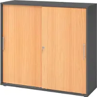 Hammerbacher Schiebetürenschrank 3 OH RE Graphit/Buche