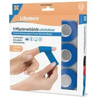Lifemed Pflasterverbände selbsthaftend 5 m x 2,5 cm blau 9x5 Verband