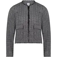 Betty & Co Jerseyjacke mit Fransen in Schwarz/Grau | Gr.: 44