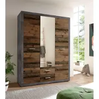 Möbelando Kleiderschrank Drehtürenschrank Schrank "Stern I" Old Style / Betonoxid