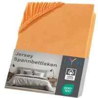NYVI Jersey Spannbettlaken DreamScience für Matratzen bis 22 cm Höhe - Weich & Anschmiegsam, Rundumgummizug, Bügelfrei 90x200 - 100x200 cm orange