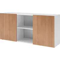 Hammerbacher Sideboard 2OH mit Schiebetüren Weiss/Nussbaum