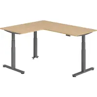 Hammerbacher Sitz-Steh-Winkeltisch 180x160cm Eiche/Graphit